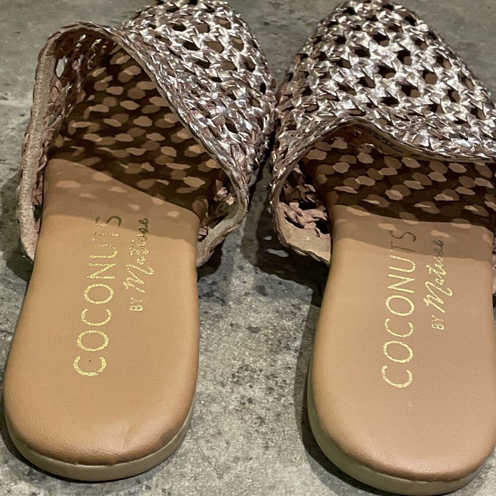 Coconuts By Matisse Island Gold Woven Leather Every Sandal Mule Shoe Womens 6M - Picture 10 of 12